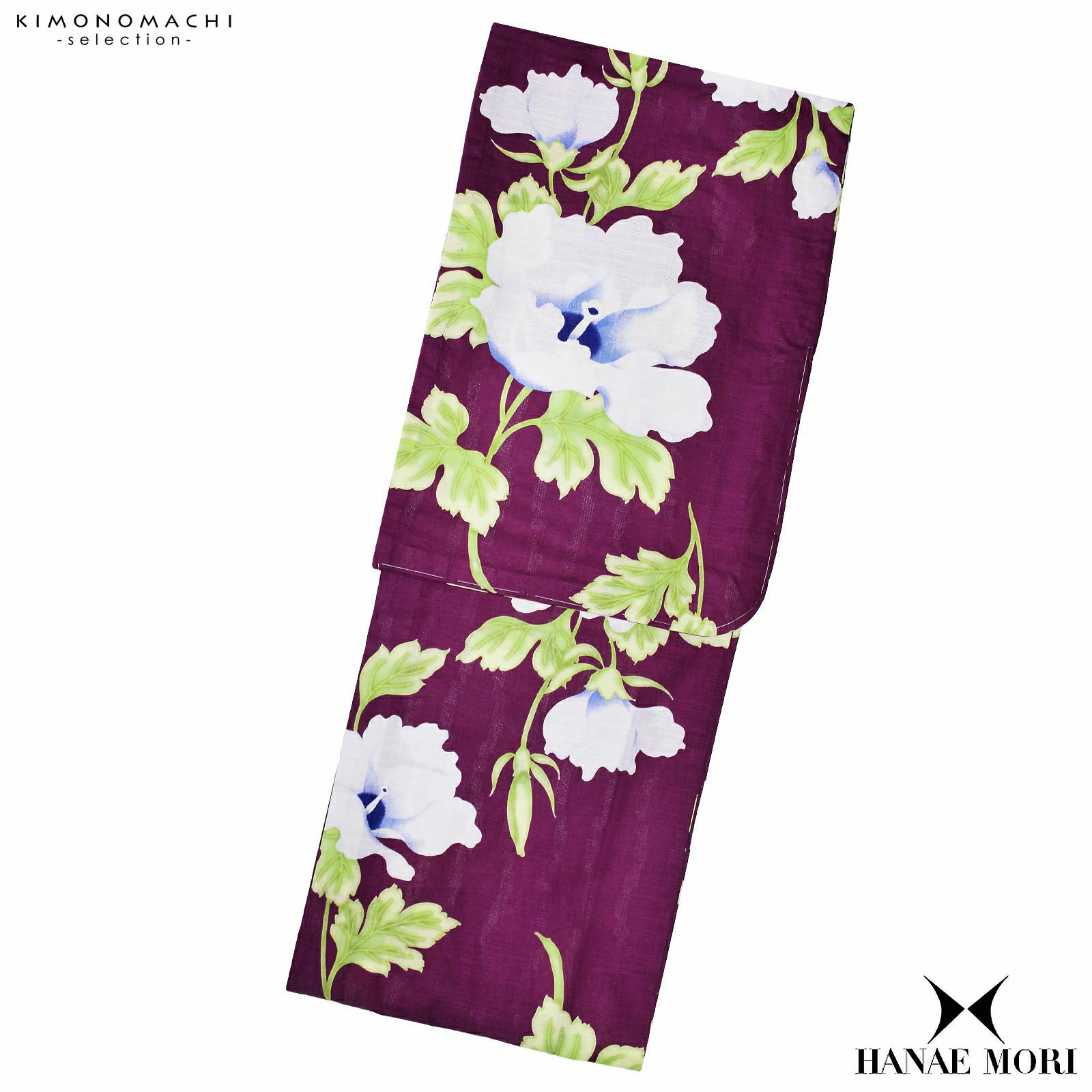 ブランド浴衣単品 レディース 浴衣 「HANAE MORI （h1907） 葵　赤紫」 大人浴衣　Fサイズ　女性用　女性浴衣　ゆかた