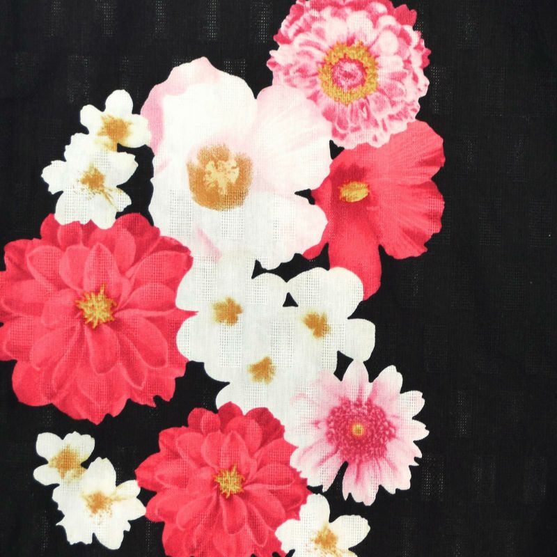 Prices down】bonheur saisons ブランド浴衣単品 「黒地 洋花