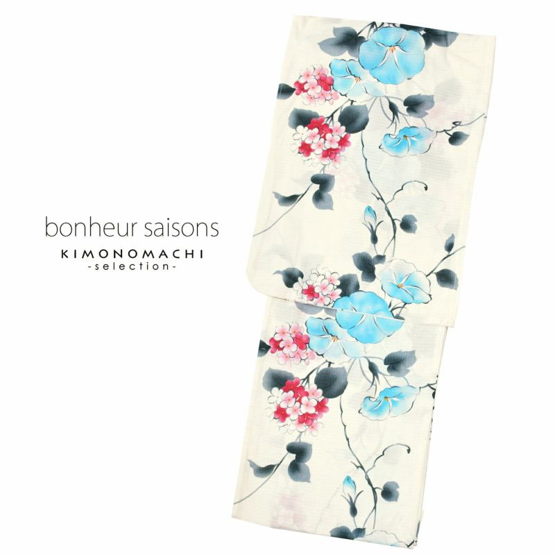 bonheur saisons ブランド浴衣単品 「クリーム　朝顔（9HO-179）」 ボヌールセゾンFサイズ