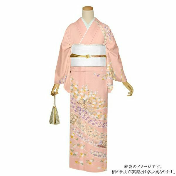 訪問着　お仕立て上がり　単品 「ピンク　四季折々の花」 正絹着物　礼装　正絹　訪問着　結婚式　パーティー　祝賀会　袷　プレタ　仕立てあがり