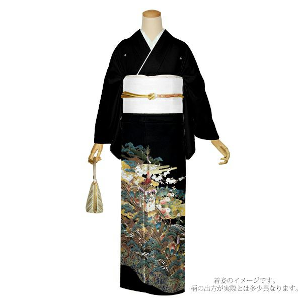 黒留袖　お仕立て上がり　単品 「祭風景」 紋入れ代込み　正絹着物　第一礼装　正絹　留袖　結婚式　袷　プレタ　仕立てあがり お仕立て上がり黒留袖単品