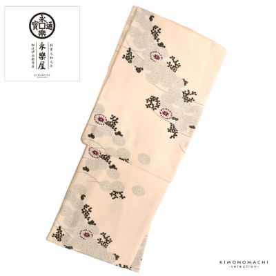 【Prices down】洗える着物単品 ブランド 袷着物 「永樂屋　ベージュ地　菊」 お仕立て上がり 小紋 普段着きもの カジュアル着物 レディース ポリエステル プレタ着物 永楽屋＜U＞【メール便不可】＜H＞ss2412kmn10