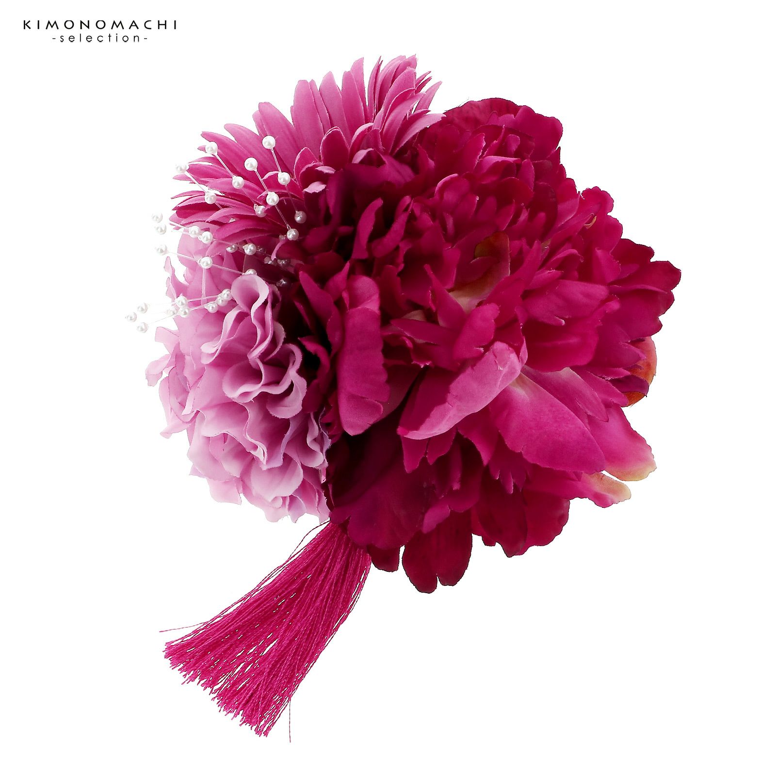 髪飾り 成人式 「コーム髪飾り　ワイン　ブーケ」 振袖用髪飾り お花髪飾り 卒業式 結婚式 着物