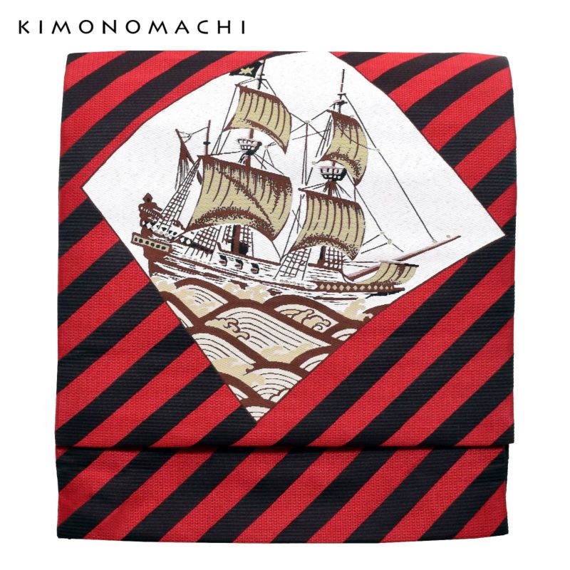 京袋帯 単品 数量限定 KIMONOMACHI オリジナル 「船（お太鼓柄）※復刻柄」 ポリエステル 名古屋帯 普段着着物用