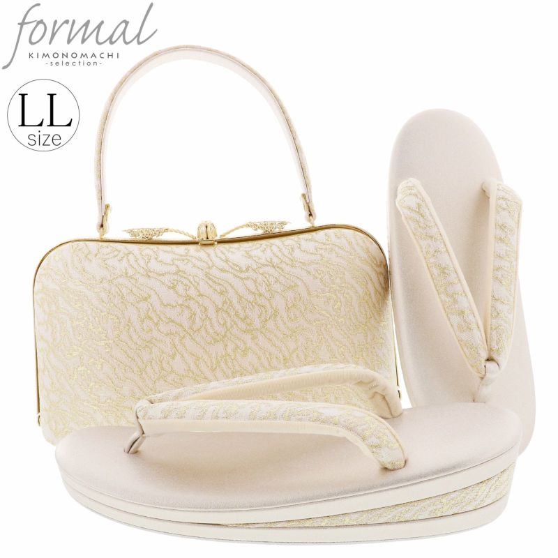 礼装 草履 バッグ セット レディース 礼装用草履バッグセット 「Robe De'collete'e　ローブデコルテ　I型　マーブル　ゴールド」 草履LLサイズ 25cm前後 二の三枚芯 女性用 フォーマル草履バッグセット 痛くない 履物 ぞうり 和服草履 女性履物 着物 和装 金