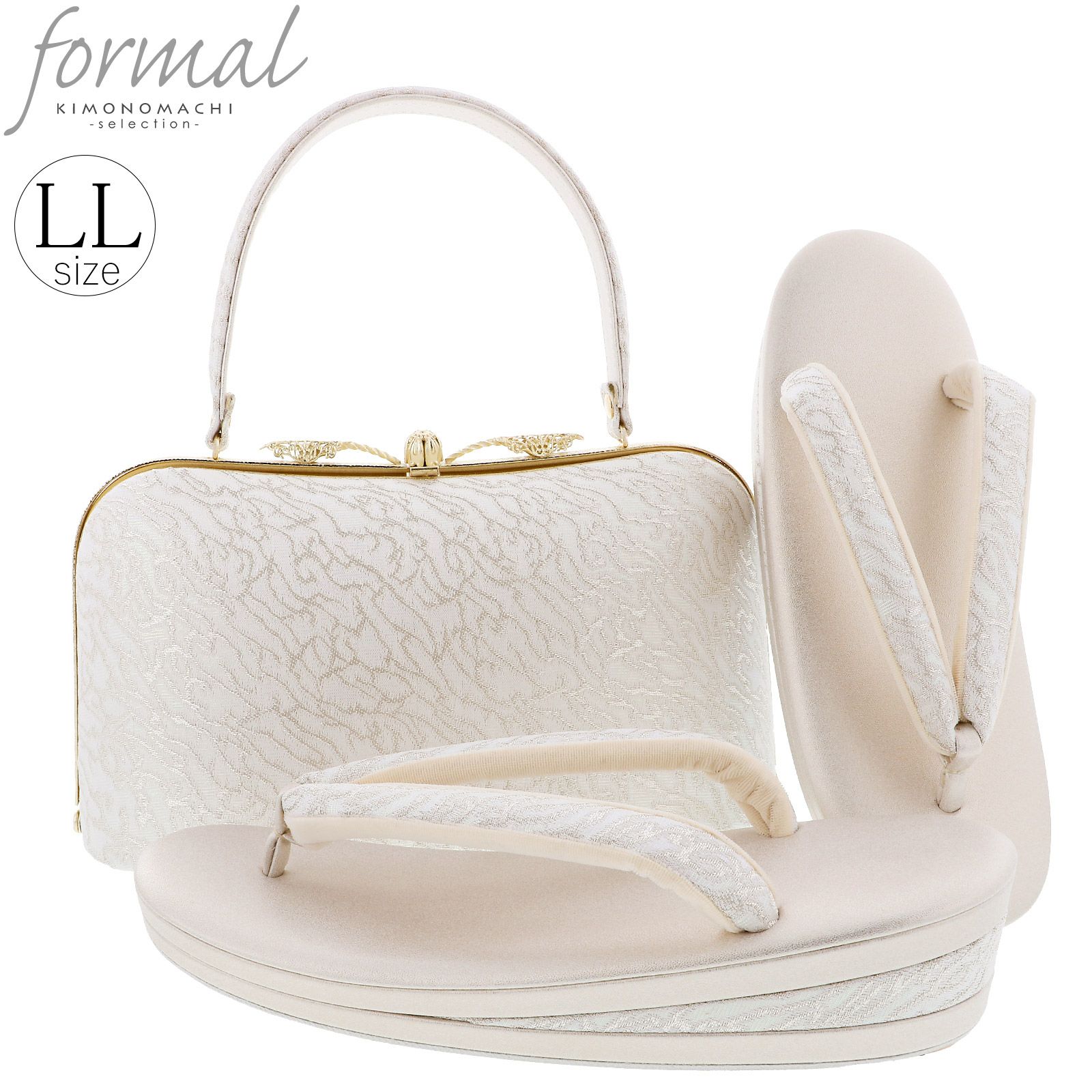 礼装 草履 バッグ セット レディース 礼装用草履バッグセット 「Robe De'collete'e　ローブデコルテ　I型　マーブル　シルバー」 草履LLサイズ 25cm前後 二の三枚芯 女性用 フォーマル草履バッグセット 痛くない 履物 ぞうり 和服草履 女性履物 着物 和装 銀