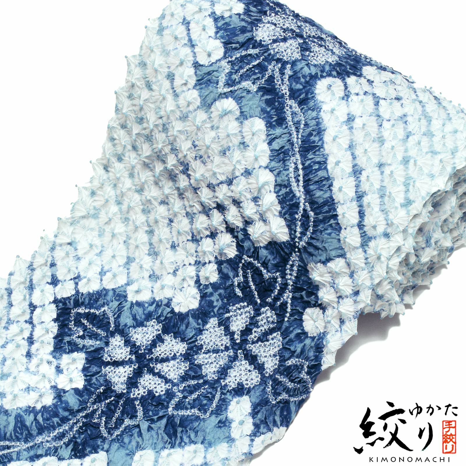 絞り浴衣反物 「お嬢さん朝顔」 有松絞り 女性浴衣 レディース浴衣 絞り浴衣 綿浴衣 未仕立て