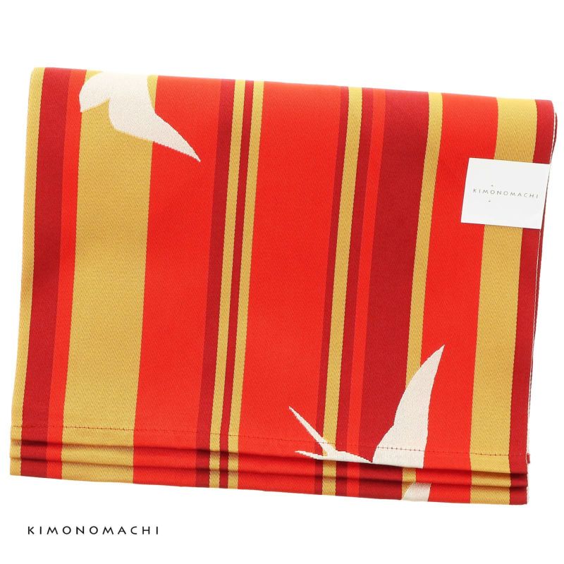 浴衣 帯 兵児帯 「ツバメ　オレンジ×黄色、縞」 大人 へこ帯 レディース 女性用 浴衣帯 兵児帯単品 京都きもの町オリジナル