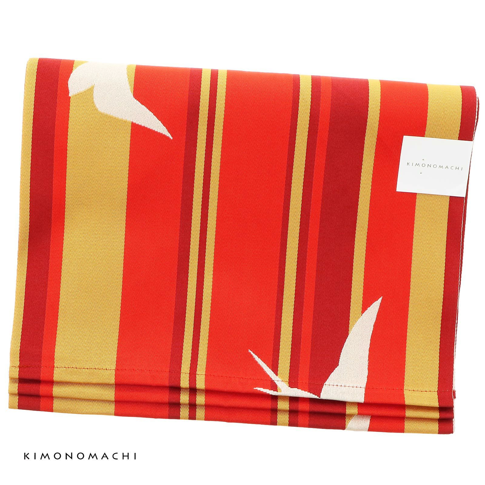 浴衣 帯 兵児帯 「ツバメ　オレンジ×黄色、縞」 大人 へこ帯 レディース 女性用 浴衣帯 兵児帯単品 京都きもの町オリジナル