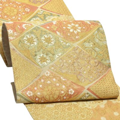 礼装 袋帯 フォーマル 「生成り色地 鳥襷」 日本製 西陣織 西陣織証紙 