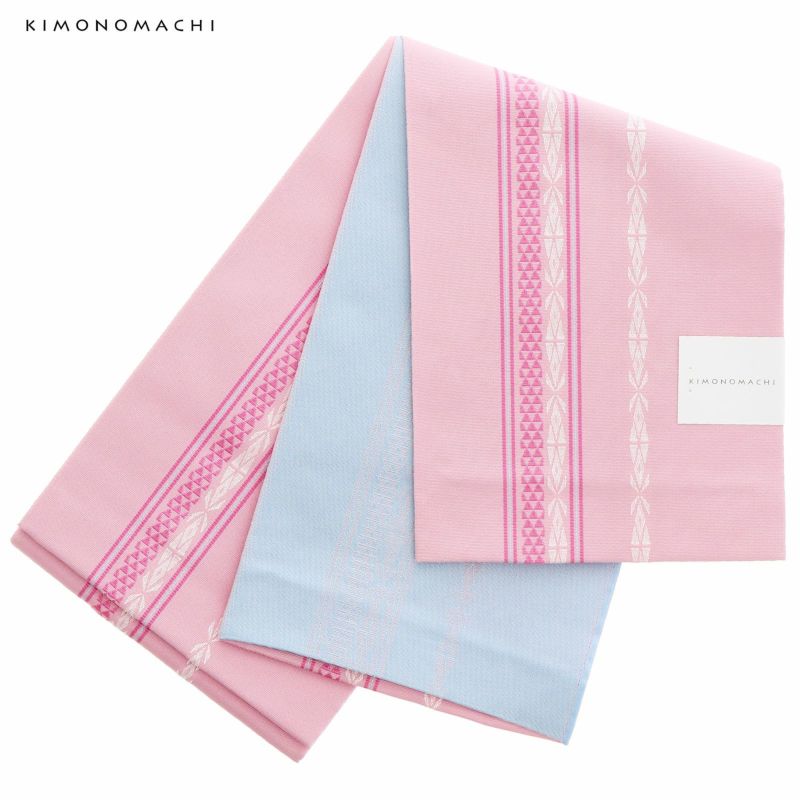 浴衣 帯 半幅帯 「献上柄風　ピンク　裏水色　KIMONOMACHI」 大人 小袋帯 レディース 女性用 浴衣帯 半巾帯 半幅帯単品 京都きもの町オリジナル