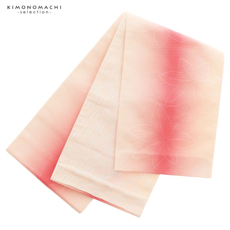 浴衣 帯 半幅帯 「ピンク×ベージュ　楓」 大人 小袋帯 レディース 女性用 浴衣帯 半巾帯 半幅帯単品