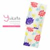 浴衣 レディース 単品 「クリーム色　ヒマワリ、青紫色」 フリーサイズ yukata