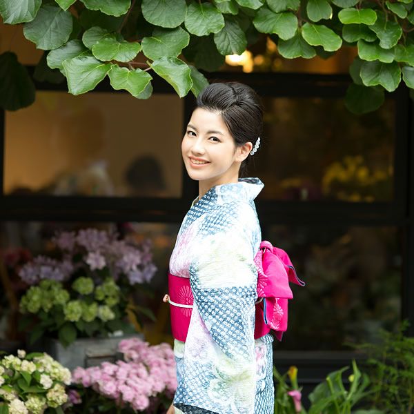 訳アリ／B品】 お仕立て上がり絞り浴衣単品 「紺鼠色 花菱