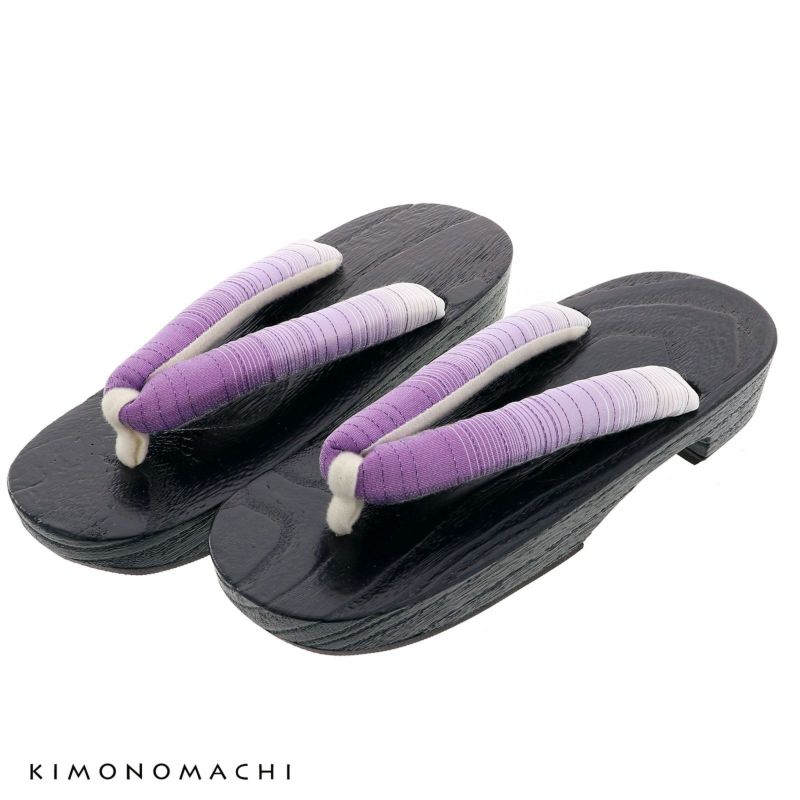 女性下駄単品「紫ぼかし　黒台　焼桐」フリーサイズ（Lサイズ） 23～24.5cm 痛くなりにくい 下駄 女性 レディース 桐下駄 浴衣・甚平に 浴衣下駄