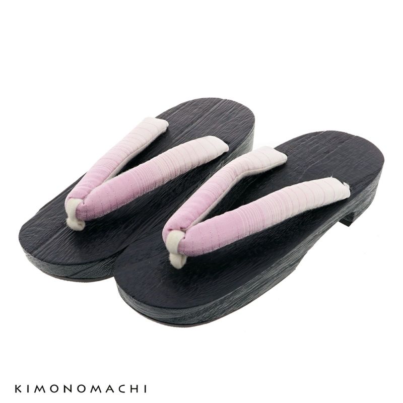 女性下駄単品「薄紫ぼかし　黒台　焼桐」フリーサイズ（Lサイズ） 23～24.5cm 痛くなりにくい 下駄 女性 レディース 桐下駄 浴衣・甚平に 浴衣下駄