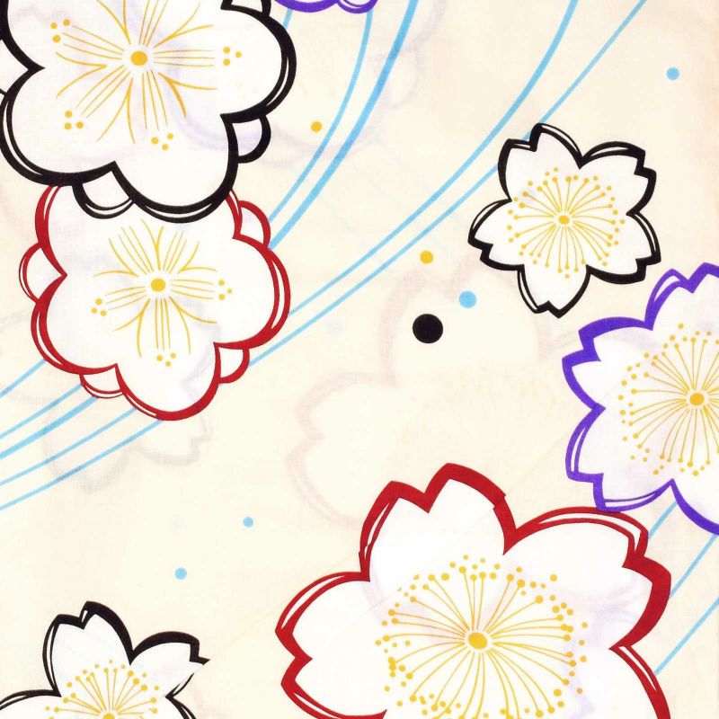 浴衣 綿麻 市松模様 桜 グリーン
