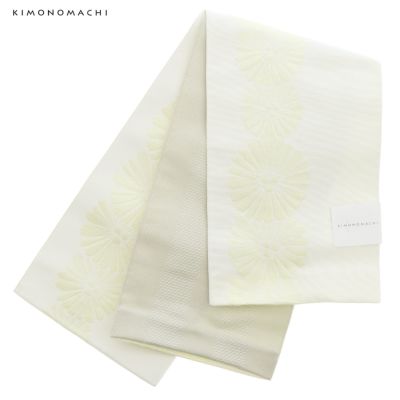 浴衣 帯 半幅帯 「白 レトロフラワー KIMONOMACHI」 大人 小袋帯