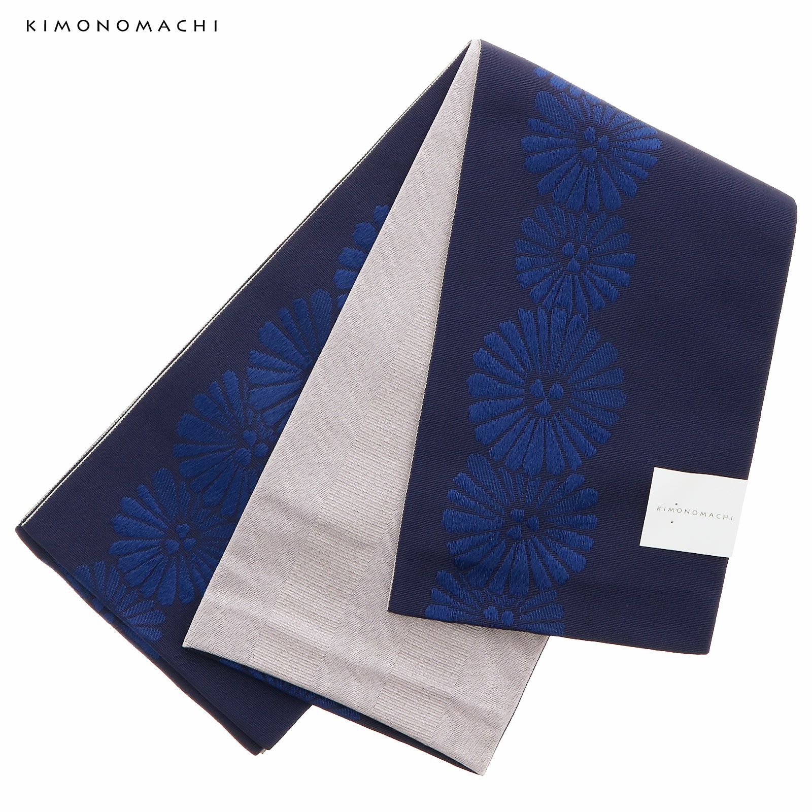 浴衣 帯 半幅帯 「ネイビーブルー　レトロフラワー　KIMONOMACHI」 大人 小袋帯 レディース 女性用 浴衣帯 半巾帯 半幅帯単品 京都きもの町オリジナル