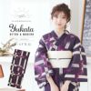 浴衣 レディース 単品 「紫色 格子にコウモリ」 S F TL LL サイズ KIMONOMACHI 京都きもの町 オリジナル レトロ モダン かわいい 大人柄 変わり織り綿 女性浴衣単品 女浴衣 ゆかた yukata