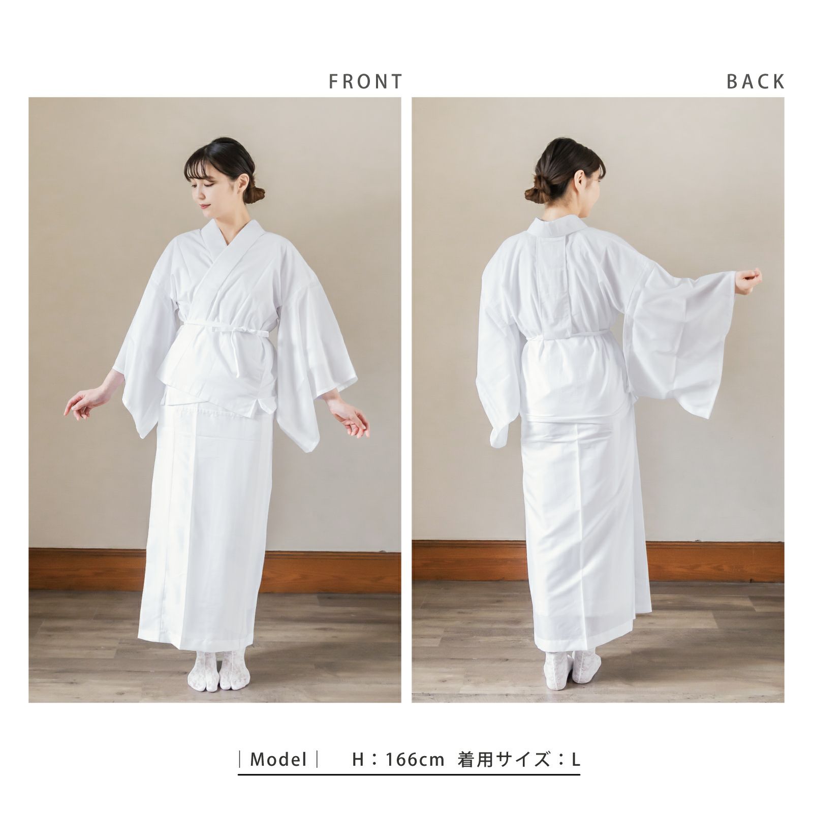 二部式襦袢 レディース 絽 洗える襦袢 「夏用二部式襦袢 白」 Mサイズ 
