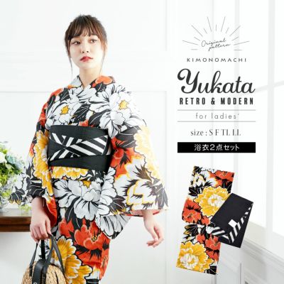 SOUBIEN 浴衣 レディース セット 浴衣セット 作り帯 大人 2点