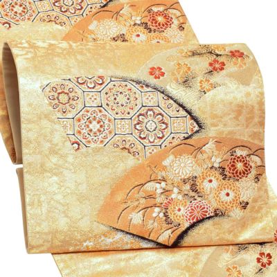 袋帯 フォーマル 礼装袋帯 「金 扇面」 （株）加納幸謹製 西陣織証紙