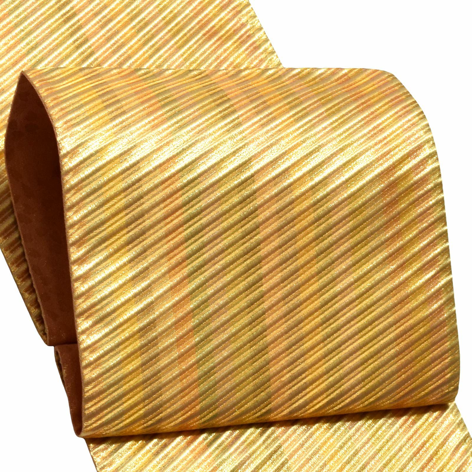 袋帯 フォーマル 礼装袋帯 「ゴールド、シルバー　ストライプ」 （株）丸勇謹製 西陣織証紙番号No.1618 全通柄 日本製 西陣織 正絹 未仕立て 訪問着用 色留袖用 礼装用袋帯 新品 未使用