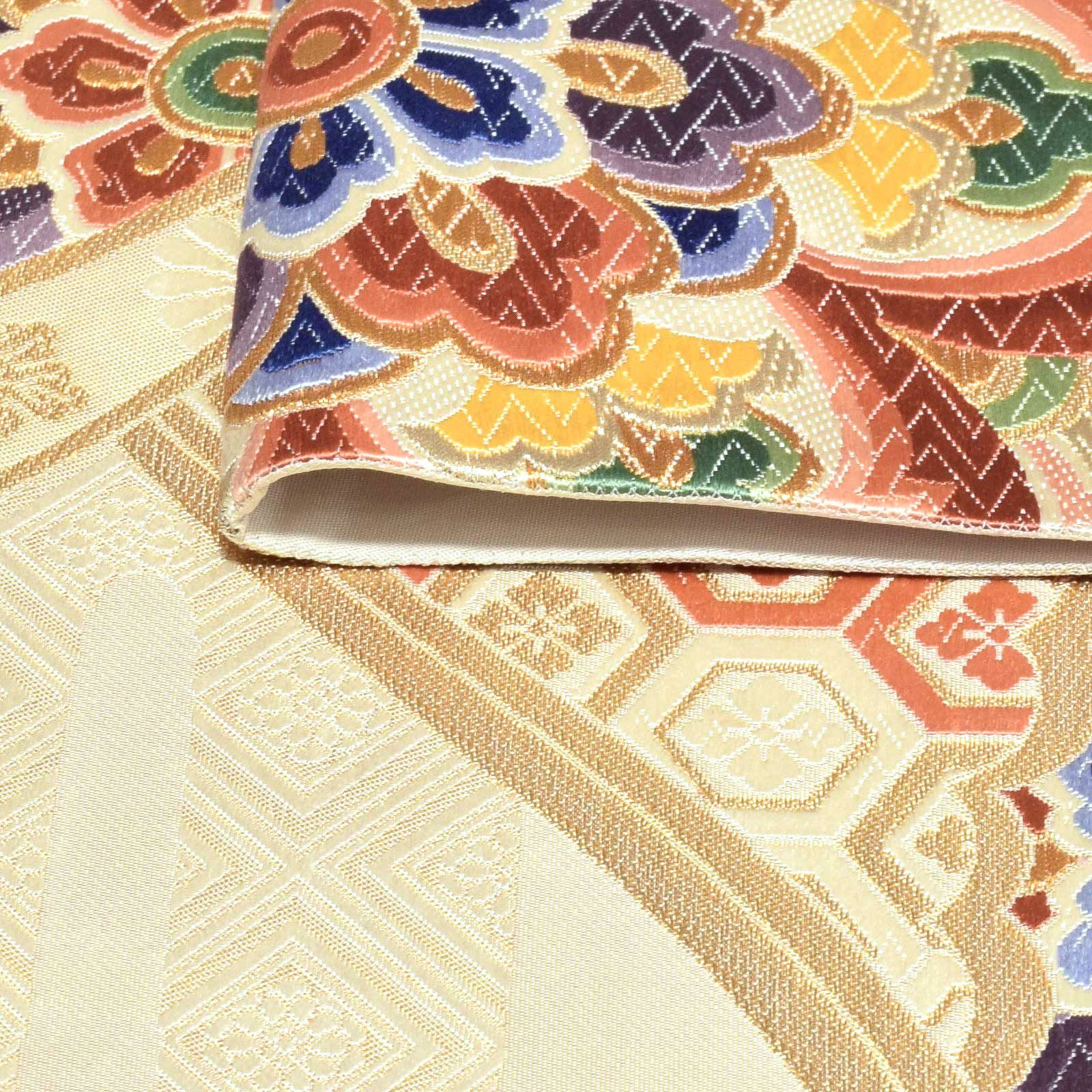 Prices down3】袋帯 フォーマル 礼装袋帯 「白金色 華紋」 河辺工芸  