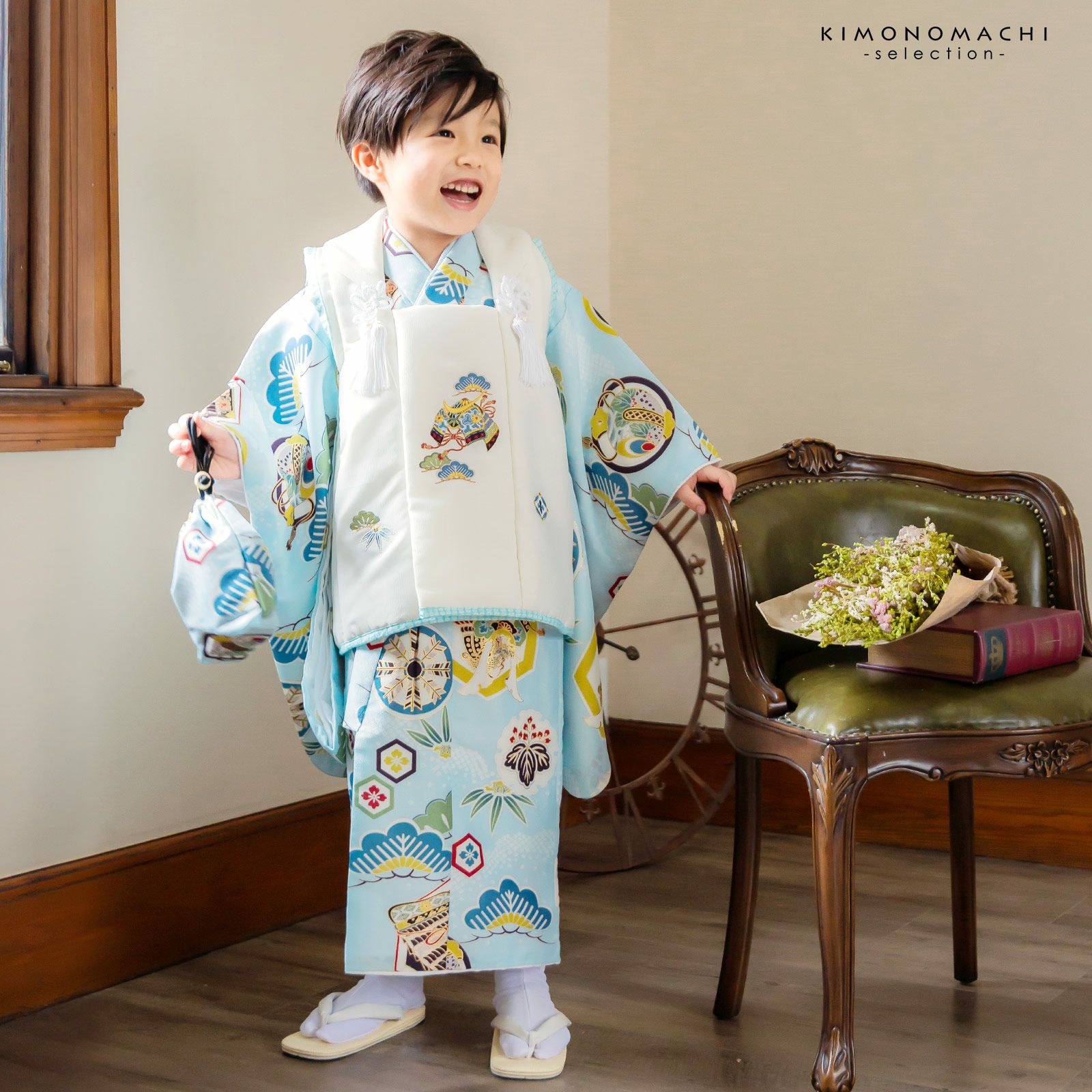 七五三 着物 3歳 男の子 ブランド被布セット 小町 「兜に武具 KKB-14 