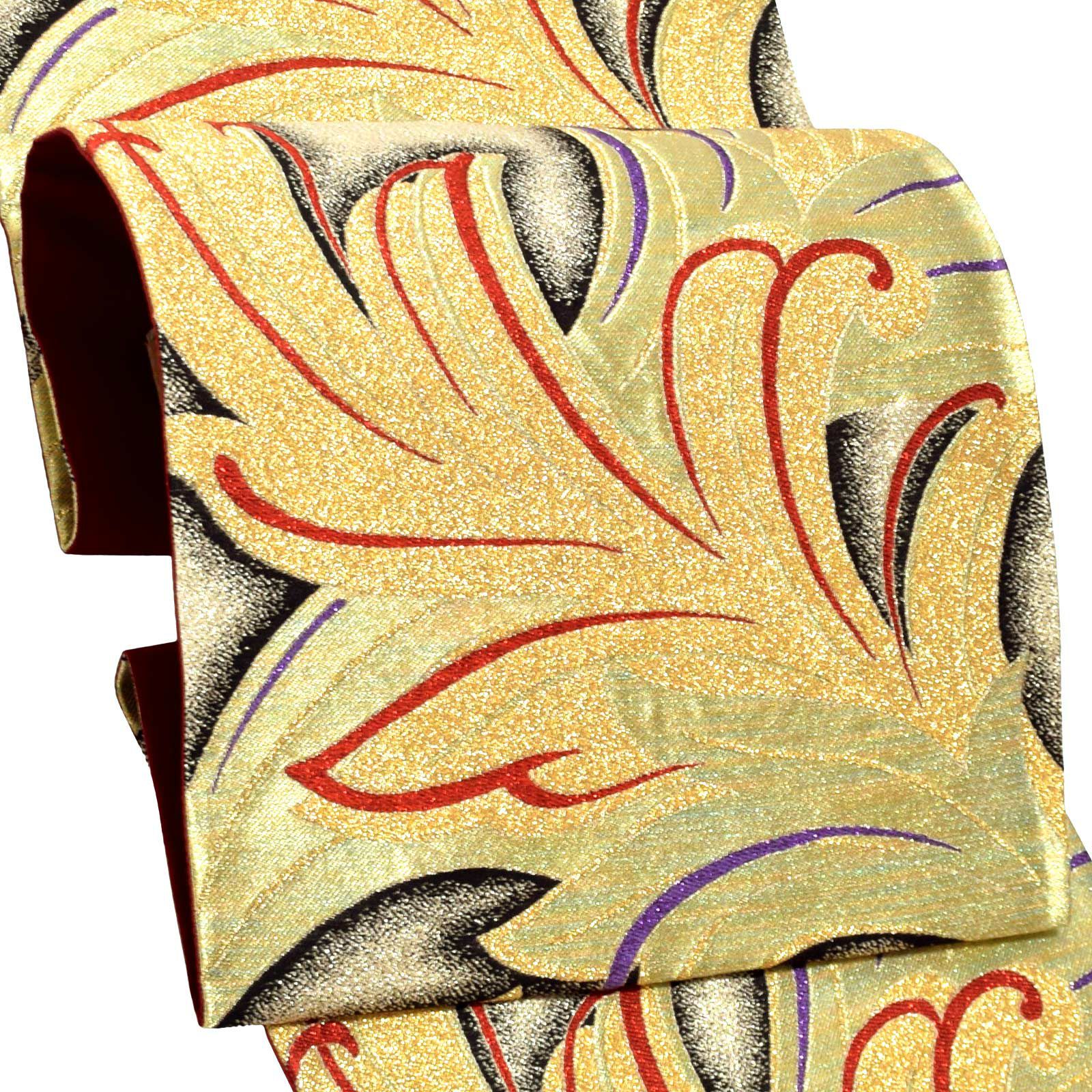 振袖 帯 振袖用袋帯 「金地　大唐草」織善謹製 西陣証紙番号No.2503 六通柄 日本製 西陣織 絹 未仕立て 振袖用 礼装用袋帯 新品 未使用