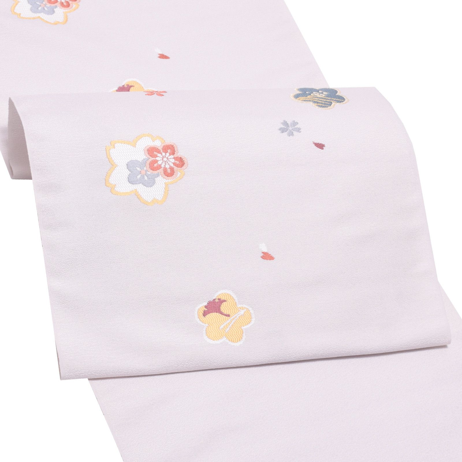 Prices down】未仕立て名古屋帯 「ベージュ 四季花の丸文」 正絹帯 九 