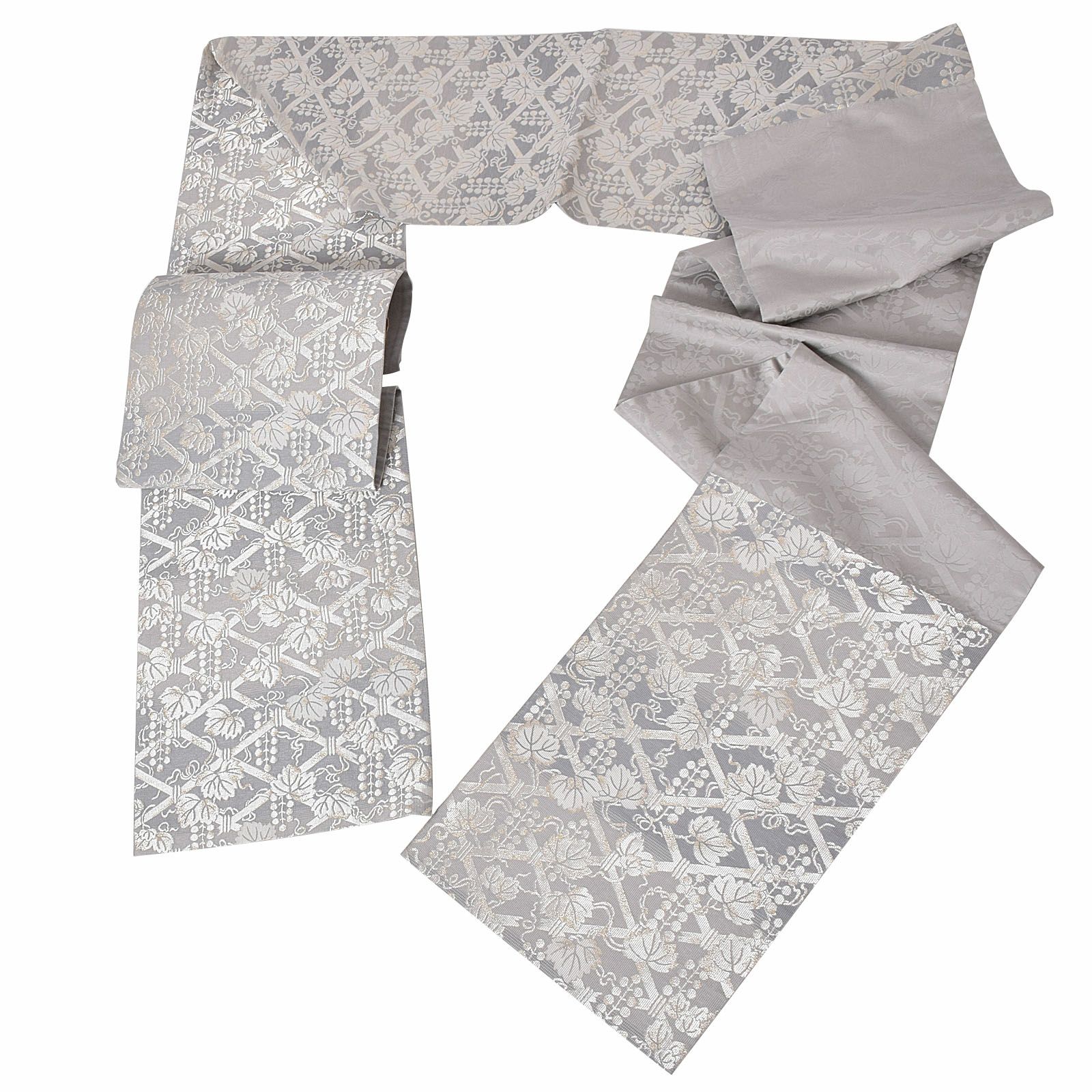 お値下げ！新品 シックな袋帯！引箔 上品シルバーグレー 上っ