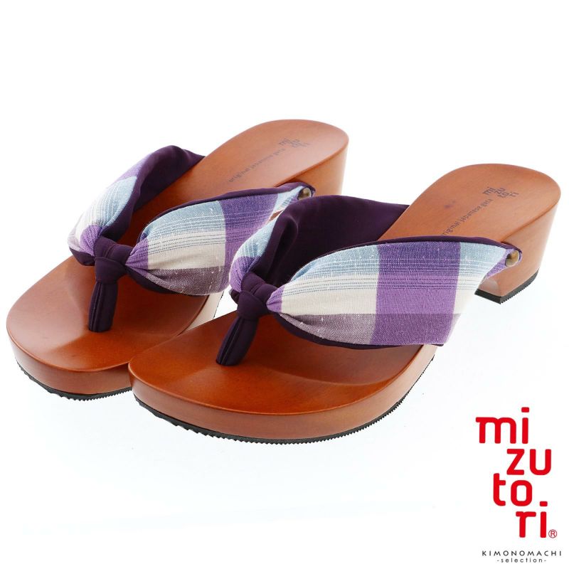 下駄 レディース 「月白/紫・紫」 女性下駄単品 日本製 足が痛くなり