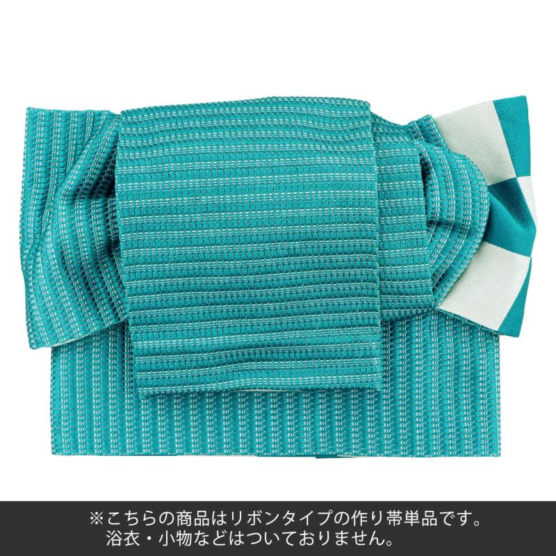 LULU47 半幅帯 真っ直ぐ カジュアル 普段使い 絞り 青