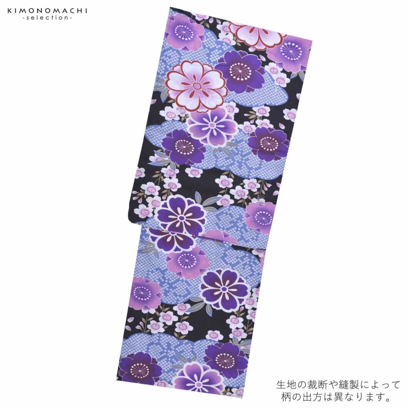 Prices down2】浴衣 レディース 単品 「夏ごころ浴衣 黒×薄緑