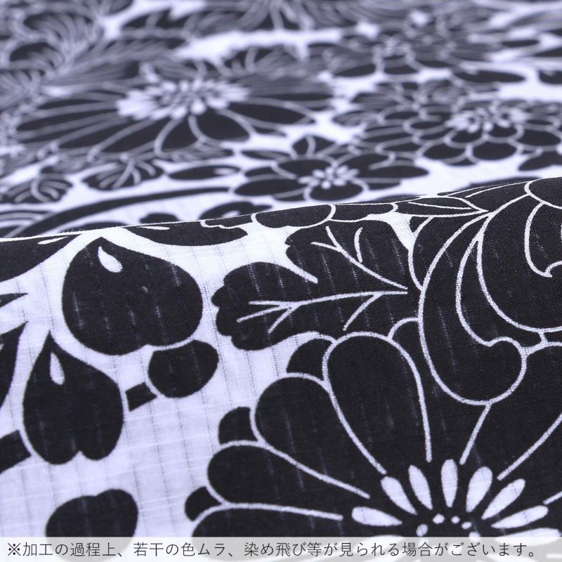 新品　LL プレタ　浴衣　黒　モノトーン　上品　菊　花柄　高級綿浴衣　変わり織 新品 LL プレタ 浴衣 黒 モノトーン 上品 菊 花柄 高級綿浴衣