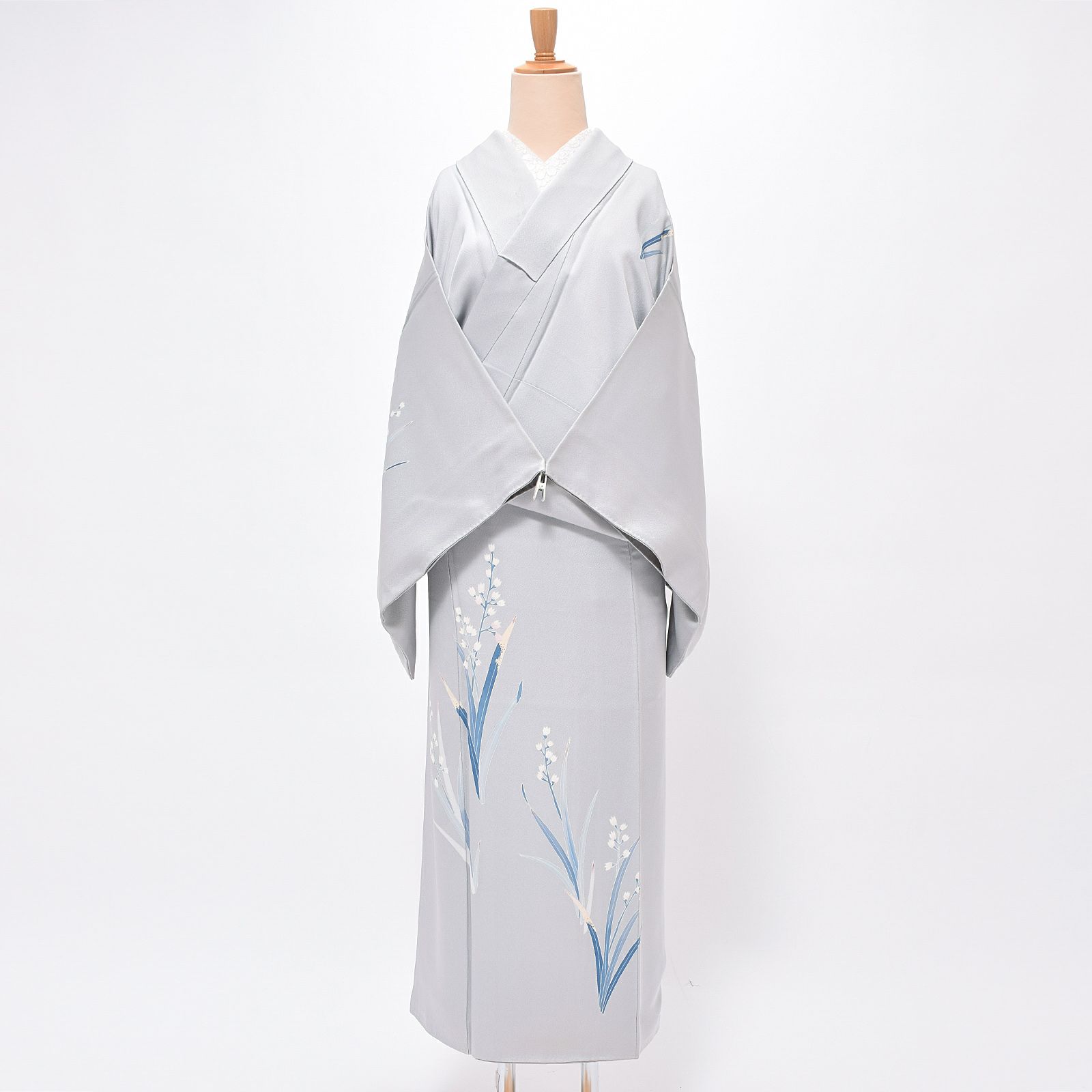 【中古品】仕立て上がり 訪問着 「アイスグレー　鈴蘭」 袷 正絹
