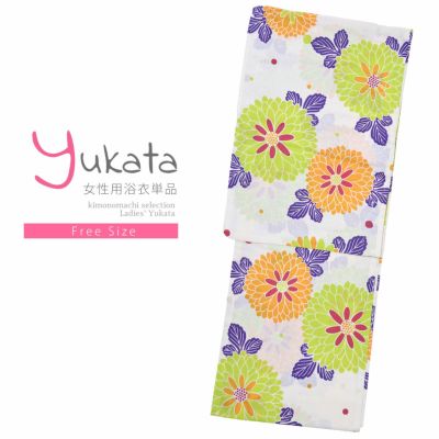 Prices down2】浴衣 レディース 単品 「Ma-ni クリーム 赤、青の菊