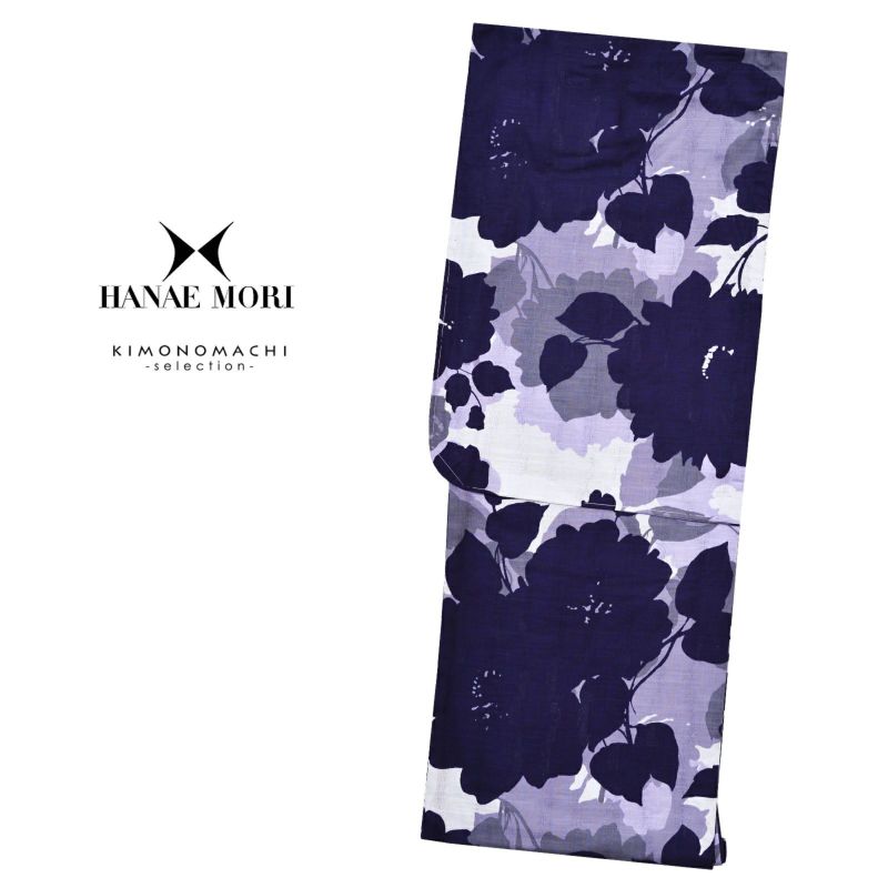 HANAE MORI 浴衣単品 「花迷彩　パープル深紫 1901」 大人浴衣 Fサイズ フリーサイズ 女性用 女性浴衣 ゆかた