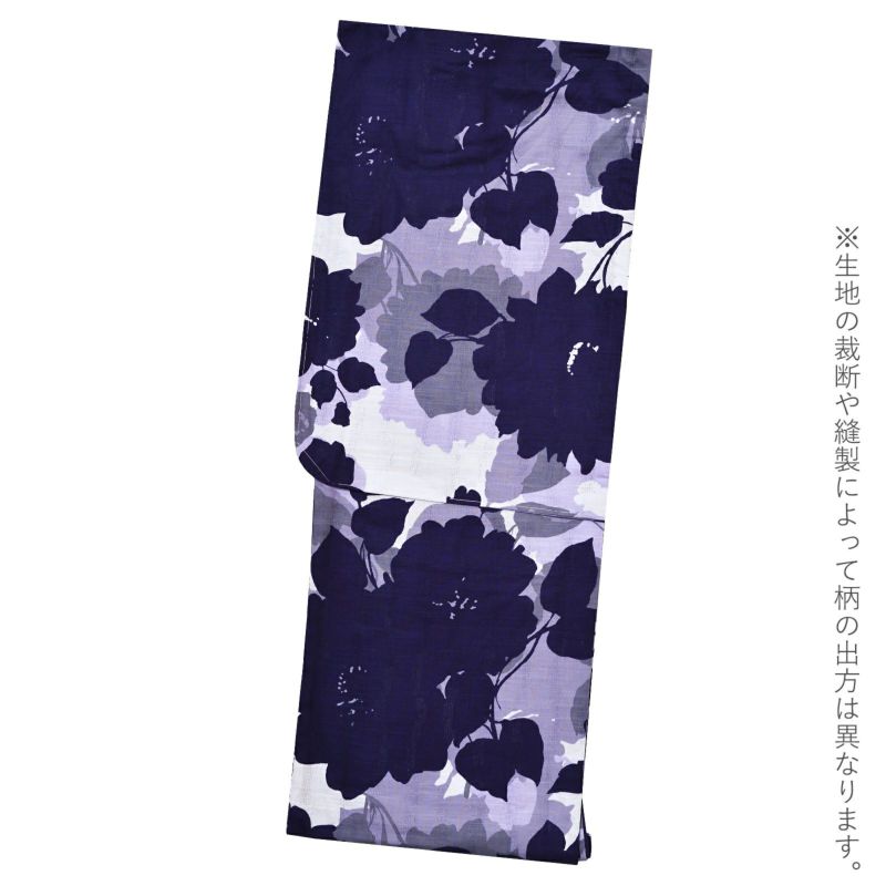 HANAE MORI 浴衣単品 「花迷彩 パープル深紫 1901」 大人浴衣 F