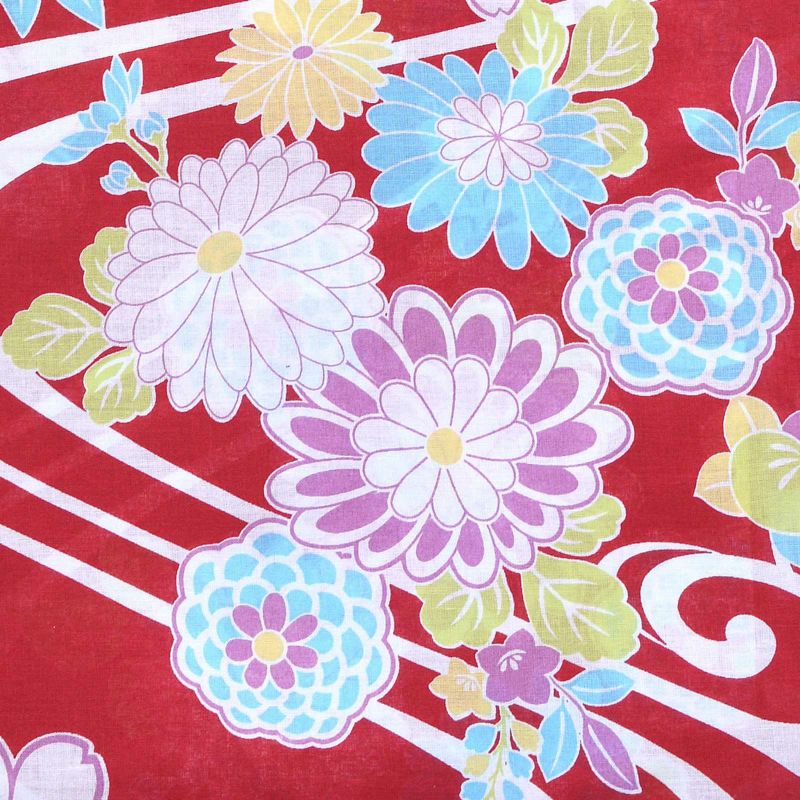 Prices down2】浴衣 レディース 単品 「CANON 赤地に流水の花々