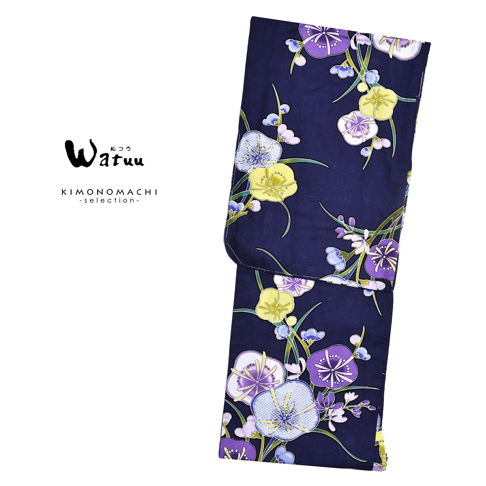 【2025年】お歳暮ギフト Watuu（和つう） 浴衣単品 F 大人浴衣 w1904」 梅と蘭 「紺色 着物・浴衣