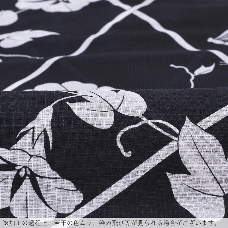 浴衣 レディース 単品 「単彩浴衣 黒 朝顔トンボ柄」 TL トール