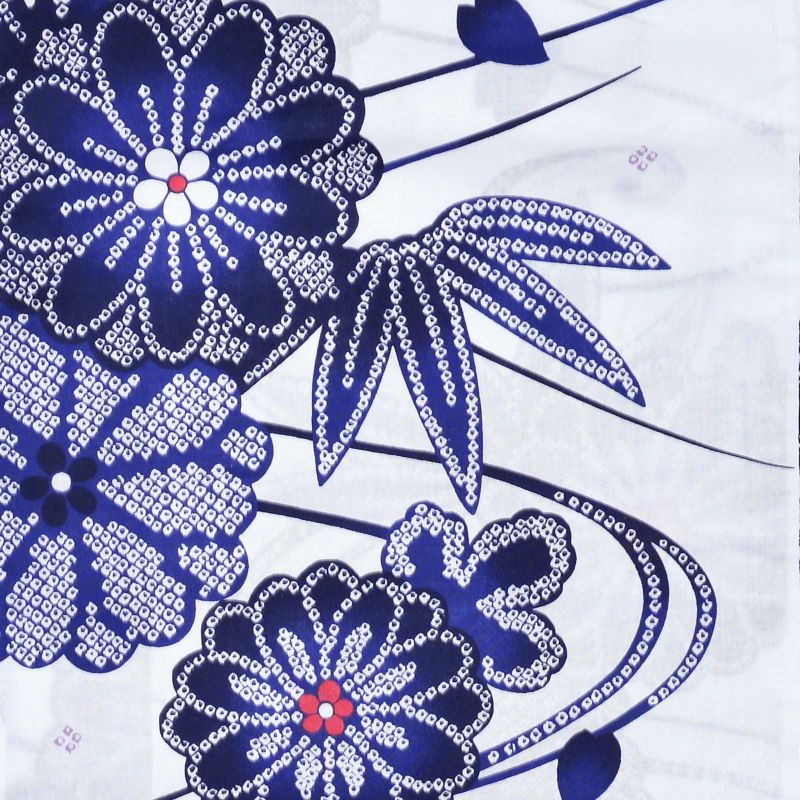 浴衣 レディース 単品 「白地 絞り風紺花」 F TL LW