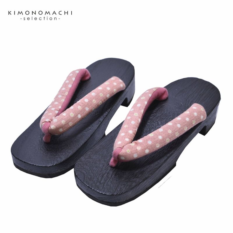 女性下駄単品 「薄ピンク地にこんぺいとう」 フリーサイズ Fサイズ 23～24.5cm 痛くなりにくい 下駄 女性 レディース 桐下駄 浴衣・夏着物に 浴衣下駄