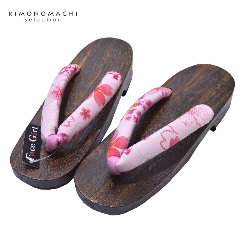女性下駄単品 「薄ピンク地に桜」 Mサイズ 23.0~24.5cm 痛くなりにくい 下駄 女性 レディース 桐下駄 浴衣・夏着物に 浴衣下駄