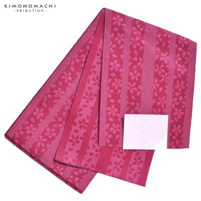 【Prices down】浴衣 帯 半幅帯 「赤地に桜と縞」 大人 単帯 レディース 女性用 浴衣帯 半巾帯 半幅帯単品 【メール便不可】ss2406ohs20