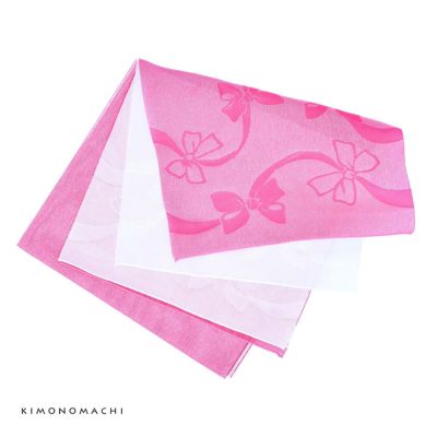 【Prices down】浴衣 帯 兵児帯 「2枚重ね　ピンクと白にリボン」 へこ帯 大人 レディース 女性用 浴衣帯 兵児帯単品 【メール便不可】ss2406ohs10