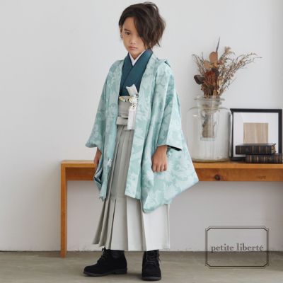 【Prices down】七五三 着物 男の子 3歳～5歳 ブランド羽織袴セット petite liberte プチリベルテ 「唐草ブルー、シャドーブルー、アイスグレー」 小柄な五歳 大きな三歳向け 対応身長105cm～115cm前後 着物セット 